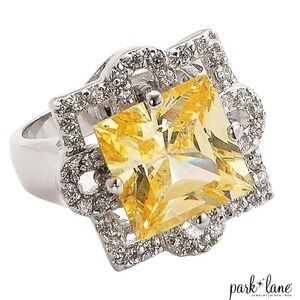 Park Lane Lemontini Ring Size 10 Silver Tone Yellow Canary Diamond CZ NWOT $82